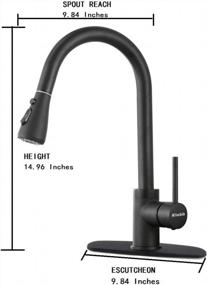 img 3 attached to Matte Black Klabb 8008 Single Handle Brass Pull Out Kitchen Faucet With Sprayer & Desk Plate