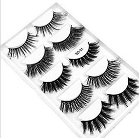 img 3 attached to Handmade Wispy Fluffy 3D Mink Hair False Eyelashes - 5 Pairs Multipack For Natural Eye Makeup - Faux Long Lashes (5D-01)