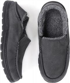 img 4 attached to Warm And Cozy: ULTRAIDEAS Men'S Suede Slippers With Sherpa Fleece Lining And Durable Rubber Sole