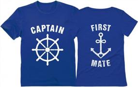 img 4 attached to Set Sail In Style With Matching Captain & First Mate Nautical T-Shirts – Perfect Couples Gift!