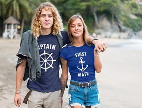 img 1 attached to Set Sail In Style With Matching Captain & First Mate Nautical T-Shirts – Perfect Couples Gift!