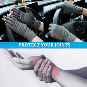 img 2 attached to Fingerless Compression Gloves For Arthritis Pain Relief - Rheumatoid Osteoarthritis & Carpal Tunnel, Dark Gray Medium Size