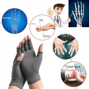 img 3 attached to Fingerless Compression Gloves For Arthritis Pain Relief - Rheumatoid Osteoarthritis & Carpal Tunnel, Dark Gray Medium Size