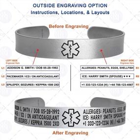 img 3 attached to Customizable Medical Alert Bracelet - 316L Stainless Steel Cuff For Safety And Style - Choose Your Wrist Size (6"-9")