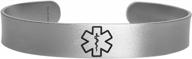 customizable medical alert bracelet - 316l stainless steel cuff for safety and style - choose your wrist size (6"-9") логотип