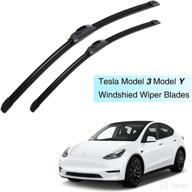 🚗 kikimo tesla model y windshield wiper blades - premium natural rubber, no streaks performance, 2020 2021 2022 tesla model y accessories - oem replacement windshield wipers (set of 2) logo