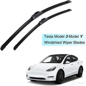 img 4 attached to 🚗 KIKIMO Tesla Model Y Windshield Wiper Blades - Premium Natural Rubber, No Streaks Performance, 2020 2021 2022 Tesla Model Y Accessories - OEM Replacement Windshield Wipers (Set of 2)
