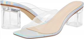 img 4 attached to LISHAN Square Open Toe Mules Clear Mid Block Heeled Sandals For Women