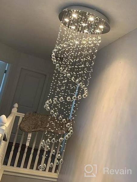 img 1 attached to Saint Mossi Modern K9 Crystal Raindrop Chandelier Lighting, Modern Crystal Light Fixture, K9 Crystal Chandeliers, Double Swirl 8 GU10 Bulbs Required review by Tyshawn Adams