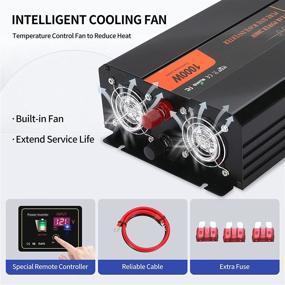 img 1 attached to 1000W Pure Sine Wave Power Inverter: DC 12V to AC 120V | LCD Display, Remote Control, USB Port | Ideal for Travel & Camping