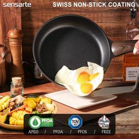 img 3 attached to 🍳 SENSARTE 9.5 Inch Nonstick Frying Pan Skillet Omelette Pan, Woodgrain Handle, Chef's Pans for All Stove Tops, Healthy & Safe Cookware, PFOA Free, Induction Compatible