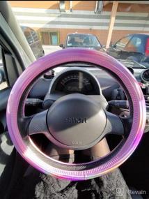 img 2 attached to 🌈 Enhance Your Driving Experience with Universal Summer of Colorful Glossy Leather Steering Wheel Cover - Automotive Interior Car Accessories in Gold