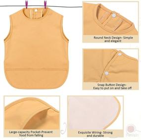 img 2 attached to 👶 Waterproof Baby Apron Bibs with Pocket (4 Pcs) for Feeding - Suitable for Girls and Boys, Ages 6-12 Months - Available in 4 Colors