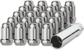 img 4 attached to DPAccessories 20 Chrome 1/2-20 Closed End Spline Tuner Lug Nuts For Aftermarket Wheels LCS3A2HC2CH04020