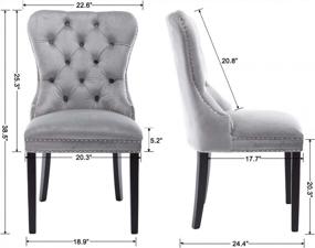 img 2 attached to Set Of 2 Light Grey Retro Velvet Dining Chairs With Elegant Upholstery And Armless Design For Accent, Kmax