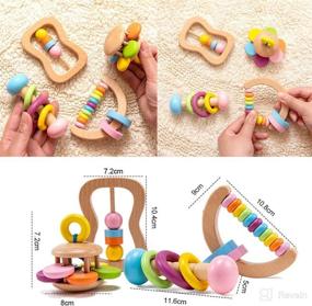 img 3 attached to 🔔 Montessori Wooden Rattle Set - 4PC Preschool Educational Toys, Ideal Baby Grasping Toy for Toddlers, Perfect Shower Gift