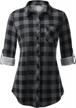 stylish and comfortable: women's roll-up plaid shirt with collared button-down design logo
