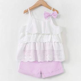 img 3 attached to Newborn Baby Girl Summer Outfit - Ruffle Camisole Spot Dot Top & Casual Shorts Clothes Set.