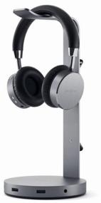 img 2 attached to Satechi Aluminum USB Headphone Stand Hub space gray