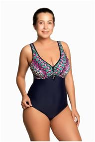 img 1 attached to Women's one-piece swimsuit LS 99-471, blue purple turquoise, size 50