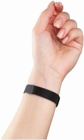 img 1 attached to 💪 Premium Metal Fitness Bracelet - Compatible with Xiaomi Mi Band 3 and 4, Milanese Loop Strap - Black