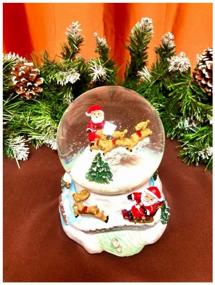 img 2 attached to Snow globe / Ball with snow / New Year's snow globe with music and lights / Santa's Flight 12x15