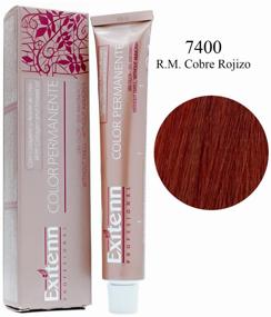 img 1 attached to Exitenn Color Permanente Cream Hair Dye, 7400 Rubio Medio Cobre Rojizo, 60 ml