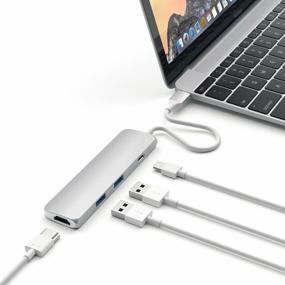 img 3 attached to Satechi Slim Aluminum Type-C Multi-Port Adapter 4K USB Hub, 4 Connectors, Silver