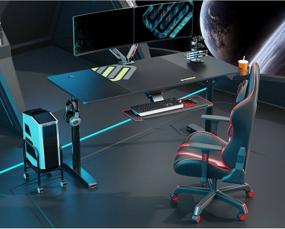 img 2 attached to Eureka Ergonomic компьютерный стол ERK-IMOD-60, ШхГхВ: 152.4х70х82 см, цвет: elegant black