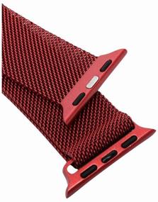 img 2 attached to Metal strap compatible with Apple Watch Series 1, 2, 3, 4, 5, 6, SE, Milanese loop, 38/40mm, red