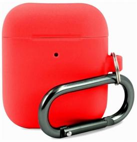 img 1 attached to Matt Case for Apple AirPods 2 with Carabiner / Silicone Briefcase for Wireless Earphones Apple Airwaves 2 Shock Proof (Red)