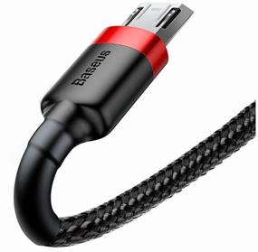 img 4 attached to Базеус автомобильное зарядное устройство - кабель USB-Micro 2.4A быстрая зарядка, длина 1 метр в красно-черном цвете.