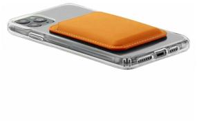 img 3 attached to Чехол картхолдер MagSafe Wallet на телефон для банковских карт, пропуска orange, Cardholder магнитный, МагСейф держатель для карт из экокожи в подарок