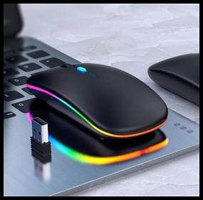 img 1 attached to Mouse wireless computer rechargeable / 3 DPI modes (800/1200/1600) Bluetooth + USB 2.4Ghz / RGB backlight / Black