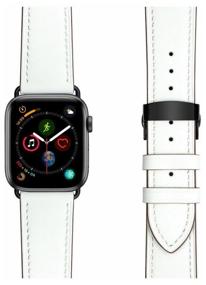 img 2 attached to Leather Calfskin Strap for Apple Watch 42/44/45 mm ANNET MANCINI LWA-05-44-WH White