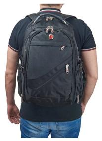 img 4 attached to 15" multi-functional backpack/laptop compartment/anti-theft/waterproof travel bag/USB charging/black