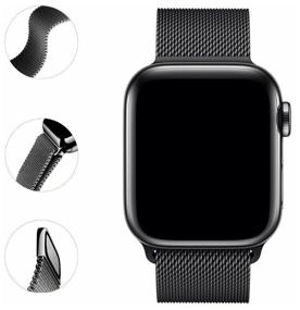 img 1 attached to Metal strap for Apple Watch series 1, 2 ,3, 4, 5, 6 and SE 42 mm and 44 mm / Milanese loop strap for smart smart watches Apple Watch series 1-6 and CE 42 mm and 44 mm (Black)