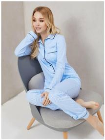 img 3 attached to Pajamas women's classic Ihomewear Noble checkered with trousers with pants cotton S(182-188)