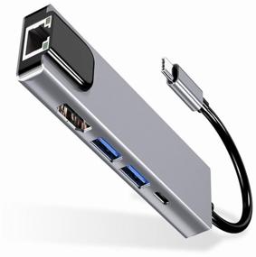 img 4 attached to Hub/Hub USB-C HUB 5 in 1/Adapter with USB 3.0, RJ45, HDMI 4K, PD Charging up to 100W for MacBook Pro/Air