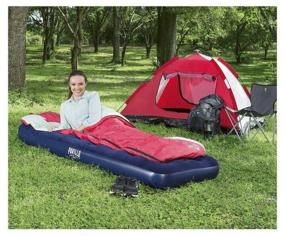 img 4 attached to Bestway Easy Inflate Flocked Air Bed 67223, 185x76 cm, blue