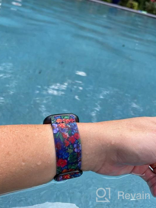 img 1 attached to Stylish & Flexible Fitbit Sense/Versa 3 Bands - Elastic Nylon Scrunchies For Women & Men review by Keith Saywon