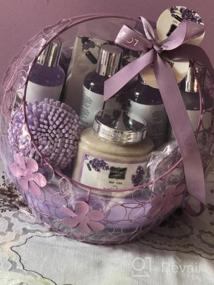 img 7 attached to Luxury Christmas Gift Basket For Women And Men - Hot & Cold Gel Eye Mask, Lavender Lilac Deluxe Home Spa Set With Bath Bombs, Massage Oil, Purple Wired Candy Dish & More!