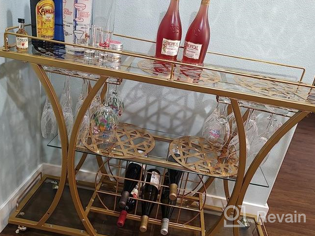 img 1 attached to HOMYSHOPY Silver Bar Cart With Wine Rack And Glass Holder, 3-Tier Home Bar Serving Cart With Tempered Glass And Chrome-Finish Metal Frame, Rolling Wine Cart For Living Room, Kitchen And Dining Room review by Adam Allard