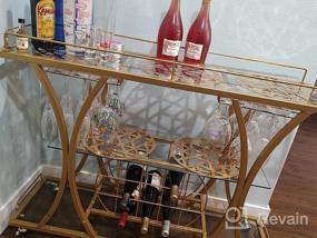 img 6 attached to HOMYSHOPY Silver Bar Cart With Wine Rack And Glass Holder, 3-Tier Home Bar Serving Cart With Tempered Glass And Chrome-Finish Metal Frame, Rolling Wine Cart For Living Room, Kitchen And Dining Room