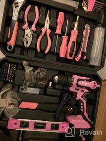 img 6 attached to Pink Cordless Drill Driver Set With 177 Pieces Of Home Repair Tools, 20V Lithium-Ion Battery, And Storage Case For Women
