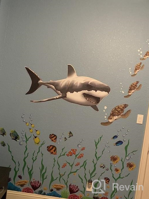 img 1 attached to Giant Great White Shark Wall Decal Peel And Stick Wall Art VWAQ 24"H X 47"W review by Matthew Fleming