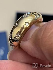 img 7 attached to 🌟 Кольца в стиле микуко Chunky Dome: кольцо-пышку из позолоченного золота 14K с кубическим цирконием и вкрапленными золотыми звездами - смелое и толстое кольцо для женщин.