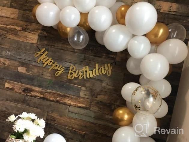 img 1 attached to 16 Ft White, Gold & Confetti Balloon Garland Arch Kit - 168 Pieces With Tropical Palm Leaves Greenery For Baby Shower Decorations, Wedding, Bachelorette, Engagement Party, Birthday Anniversary review by Jaya Walsh