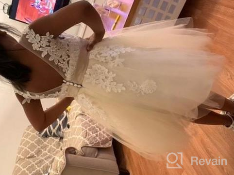 img 1 attached to 🏻 PLUVIOPHILY Miama Champagne Lace Tulle Wedding Flower Girl Dress: Perfect Junior Bridesmaid Attire review by Jasmine Young