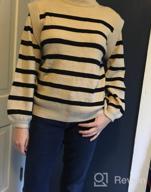 img 1 attached to Women'S Long Sleeve Striped Knit Sweater Crewneck Pullover Tops Lantern Sleeve Casual Jumper review by Adrienne Holmes